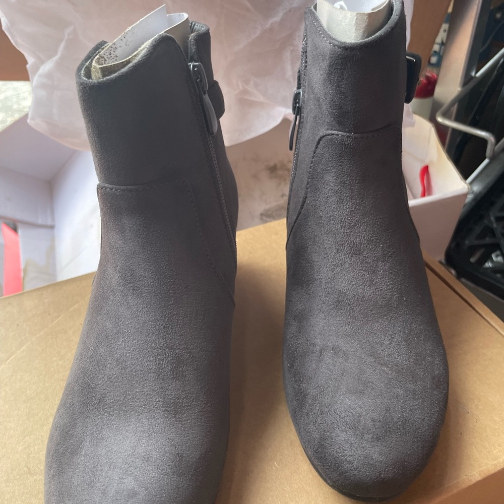 Gray Suede Ankle Boots